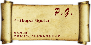 Prikopa Gyula névjegykártya